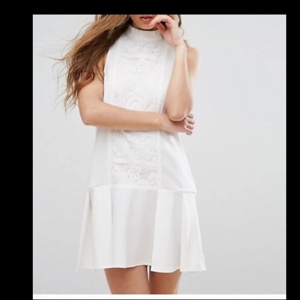 Missguided Lace Panel Drop Hem Dress